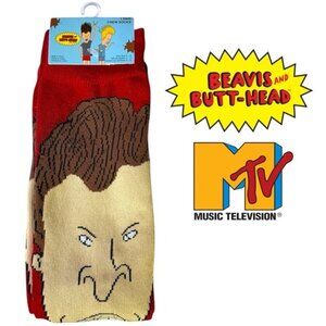 Beavis and Butt-Head Crew Socks Novelty Fun One Size Adult Unisex Red Men’s 6-12